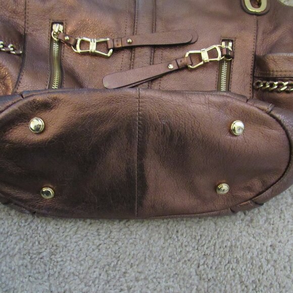 Copper Bronze Leather B Makowsky Hobo Bag Handbag Metallic - Picture 4 of 8